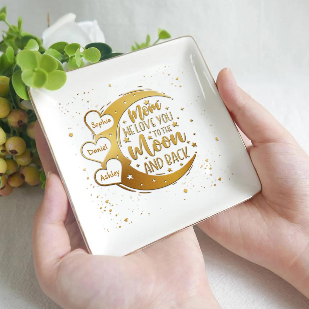 Ich liebe dich bis zum Mond und zurück – Geschenk für Mama, Oma, Opa, Onkel, Tante, Papa – Personalisierte Schmuckschale