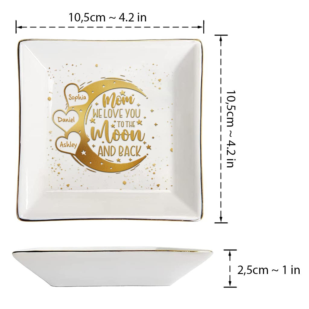 Ich liebe dich bis zum Mond und zurück – Geschenk für Mama, Oma, Opa, Onkel, Tante, Papa – Personalisierte Schmuckschale