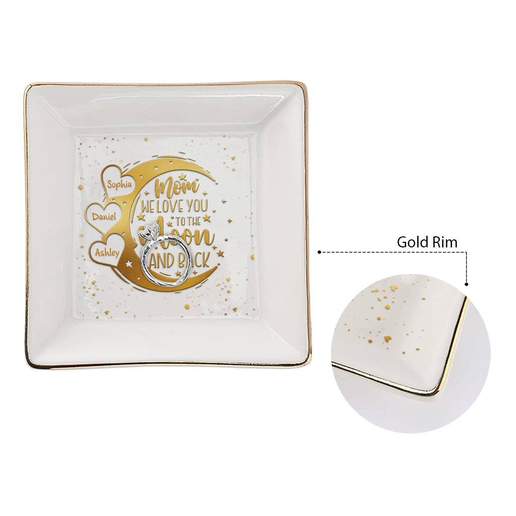 Ich liebe dich bis zum Mond und zurück – Geschenk für Mama, Oma, Opa, Onkel, Tante, Papa – Personalisierte Schmuckschale