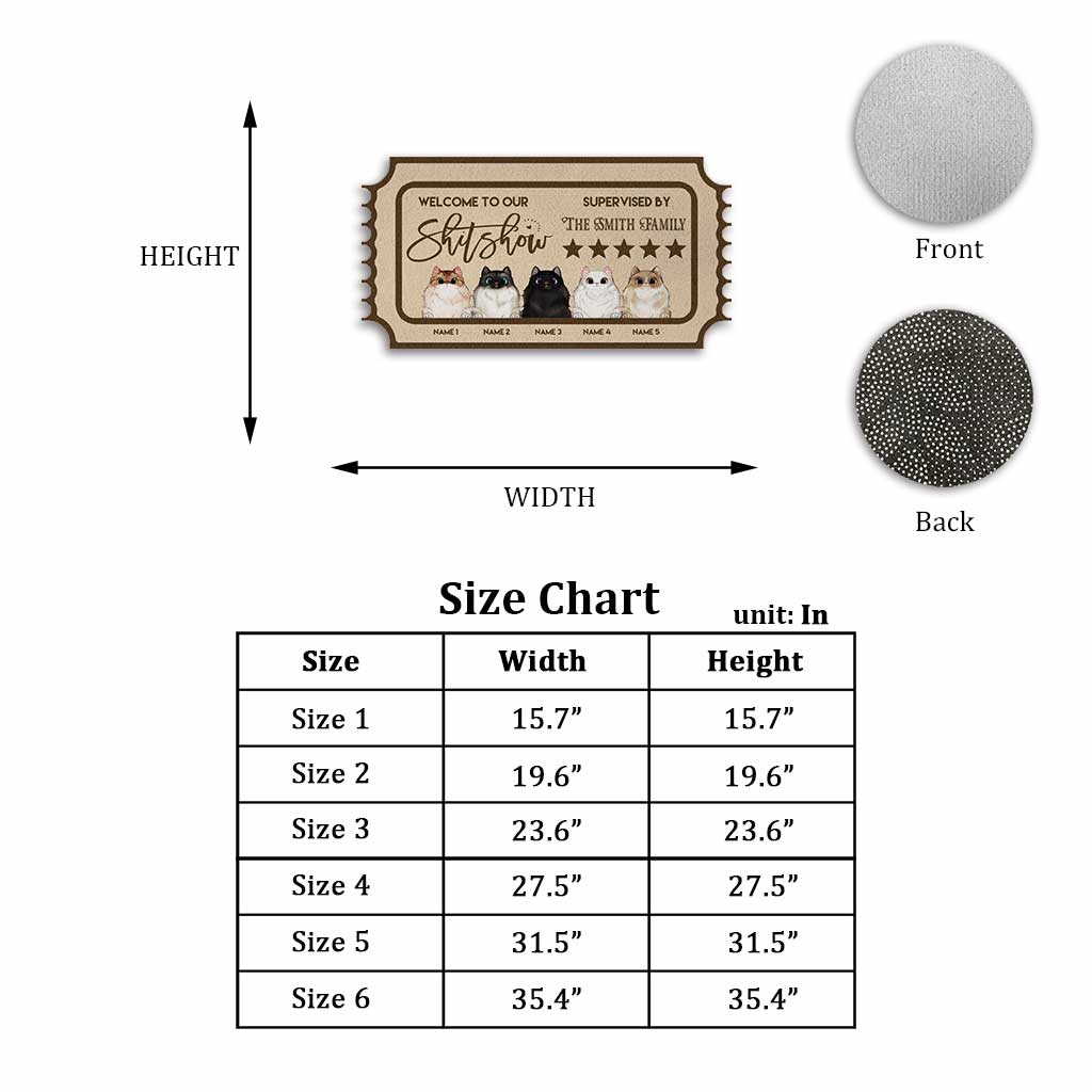 Willkommen zu unserer Show – personalisierte Fußmatte in Katzenform