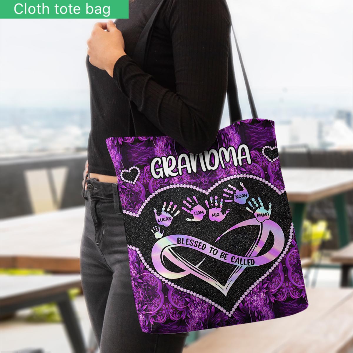Gesegnet, Oma genannt zu werden – Personalisierte Muttertags-Tragetasche für Omas