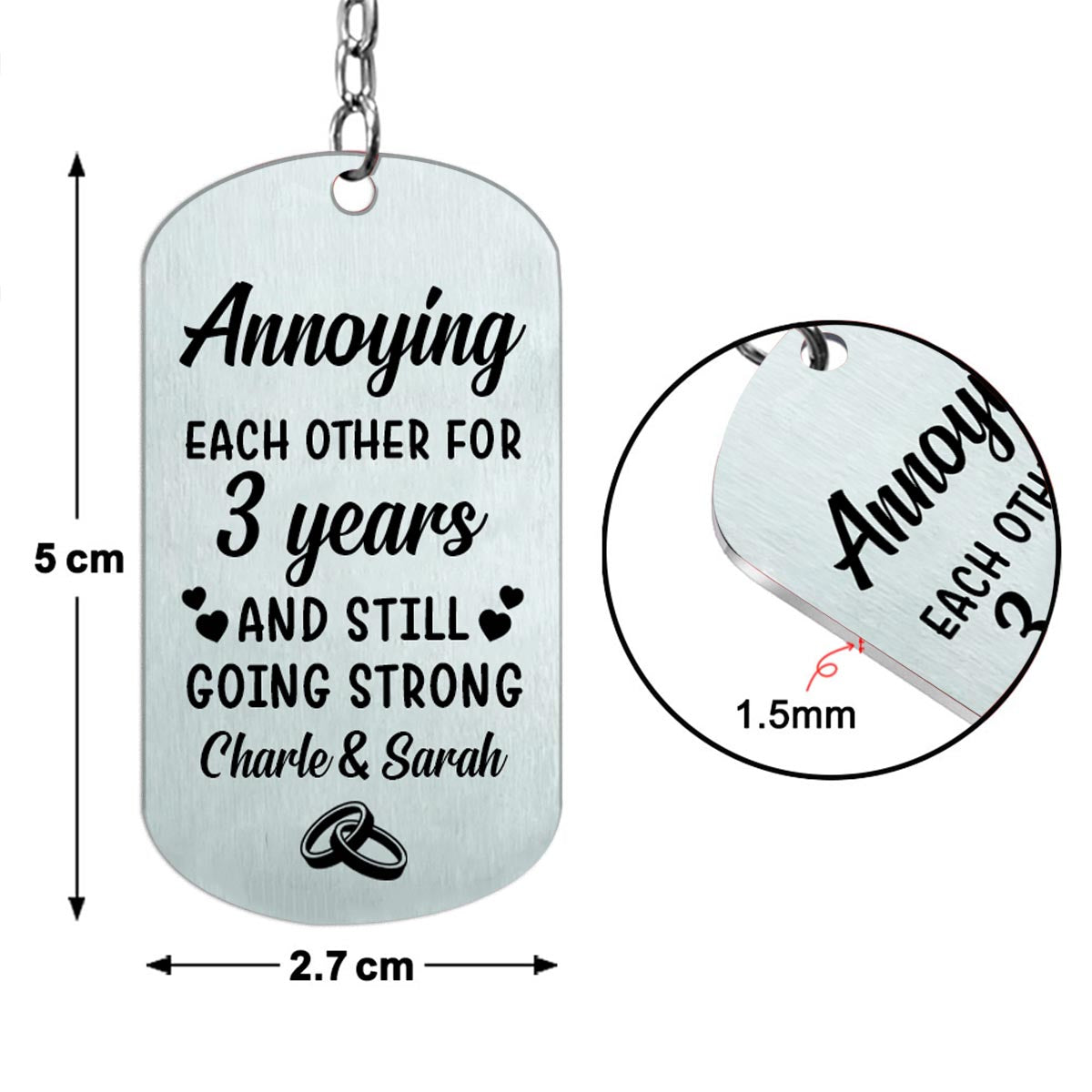 Ich gehöre dir – Geschenkidee für Paare (Ehemann, Freund, Ehefrau, Freundin) – Personalisierter Schlüsselanhänger aus Edelstahl