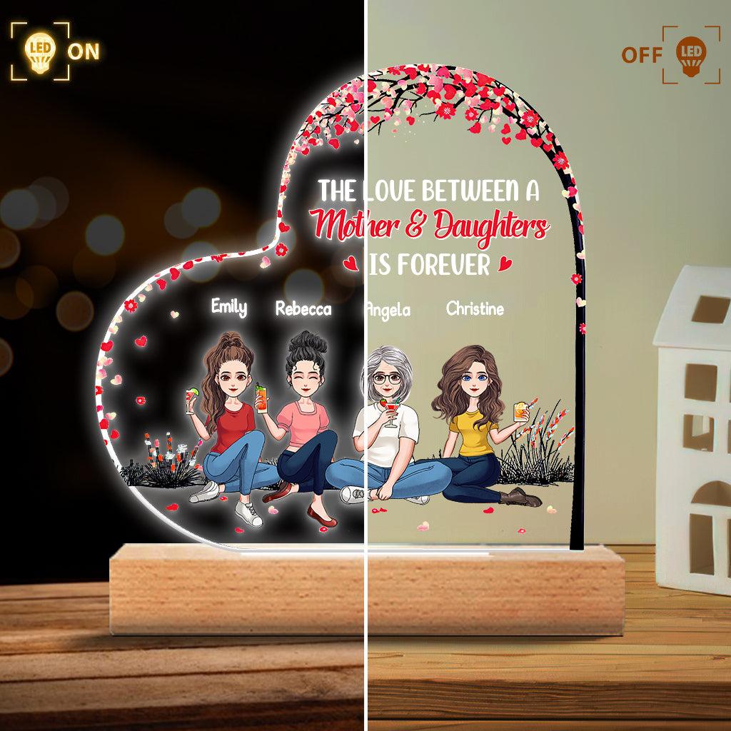 Die Liebe zwischen Mutter und Tochter/Sohn – Geschenk für Mama, Tochter, Sohn – Personalisierte, geformte Leuchtplatte