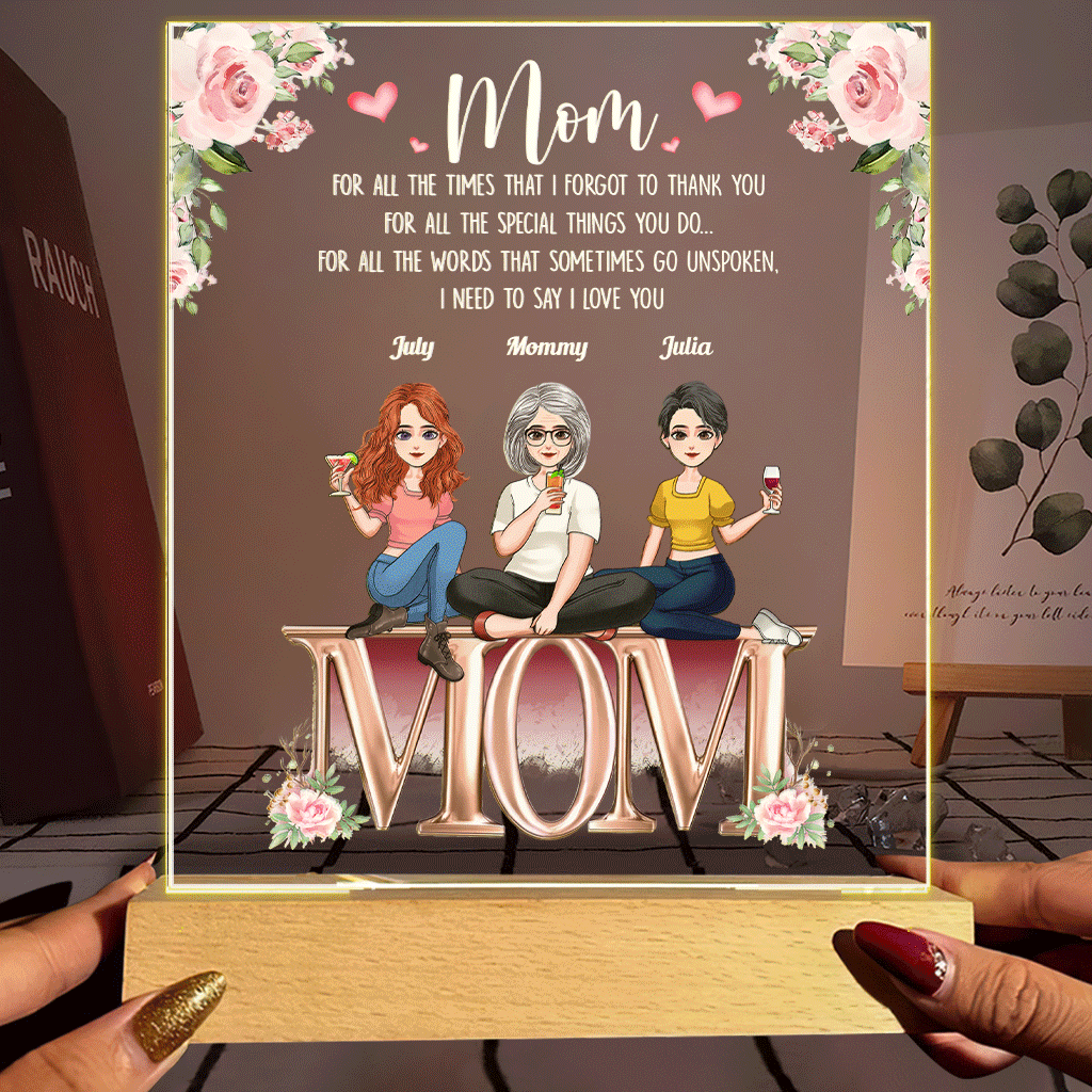 Wir müssen dir sagen, dass wir dich lieben, Mama – Personalisierte Muttertags-Leuchttafel in Mutterform