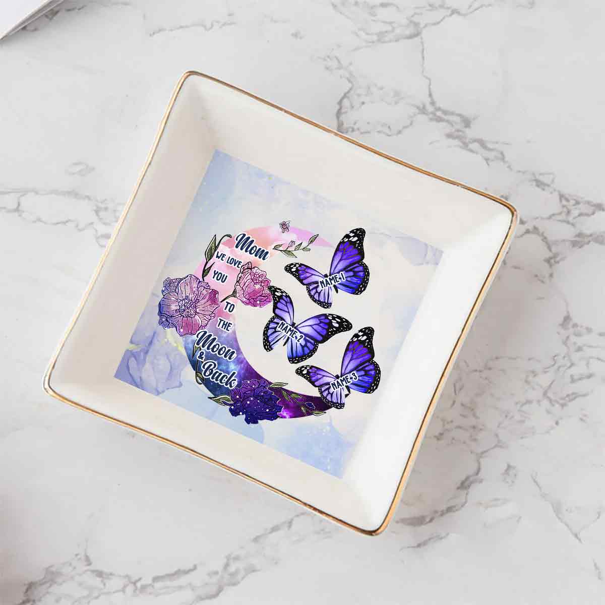 Ich liebe dich bis zum Mond und zurück – Personalisierte Schmuckschale zum Muttertag