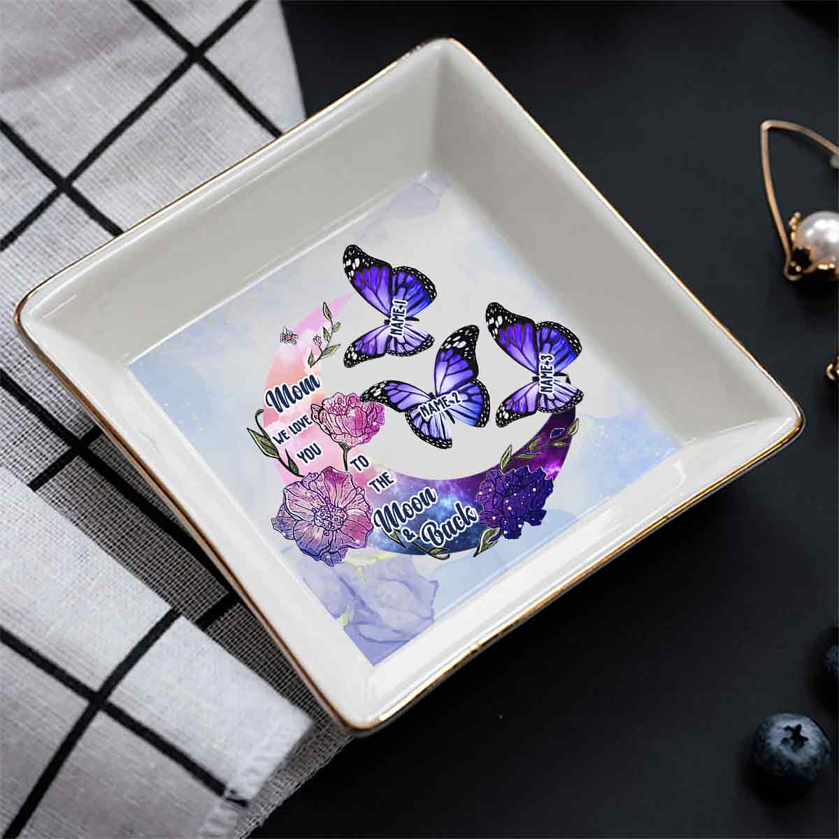 Ich liebe dich bis zum Mond und zurück – Personalisierte Schmuckschale zum Muttertag