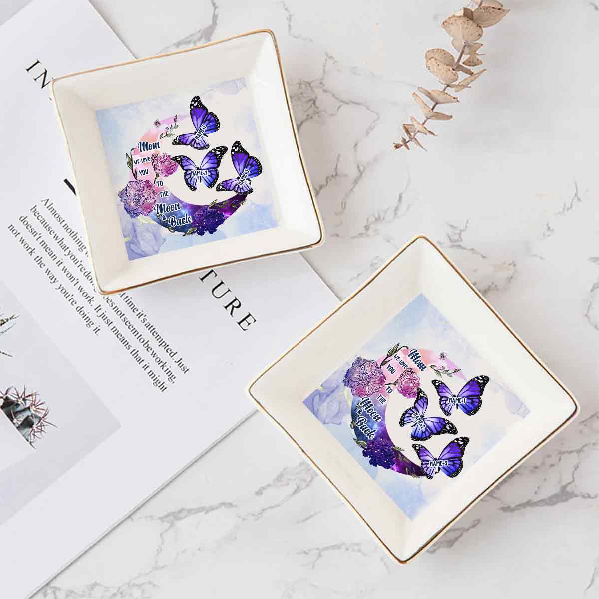 Ich liebe dich bis zum Mond und zurück – Personalisierte Schmuckschale zum Muttertag