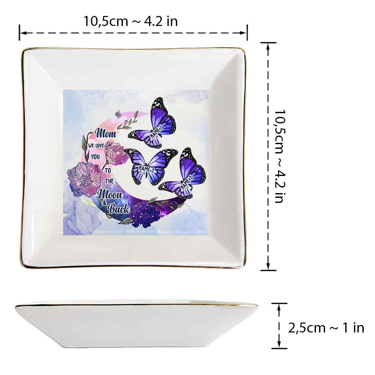 Ich liebe dich bis zum Mond und zurück – Personalisierte Schmuckschale zum Muttertag