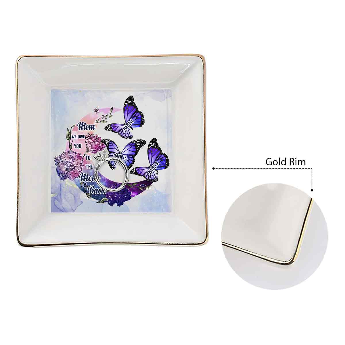 Ich liebe dich bis zum Mond und zurück – Personalisierte Schmuckschale zum Muttertag