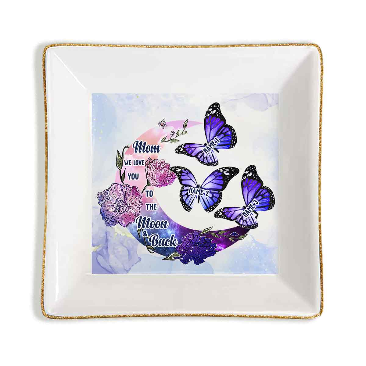 Ich liebe dich bis zum Mond und zurück – Personalisierte Schmuckschale zum Muttertag