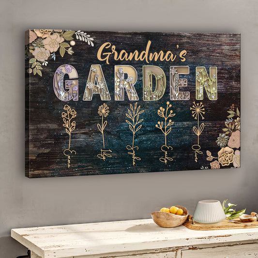 Omas Garten – Geschenk für Oma und Mama – Personalisierte Leinwand und Poster