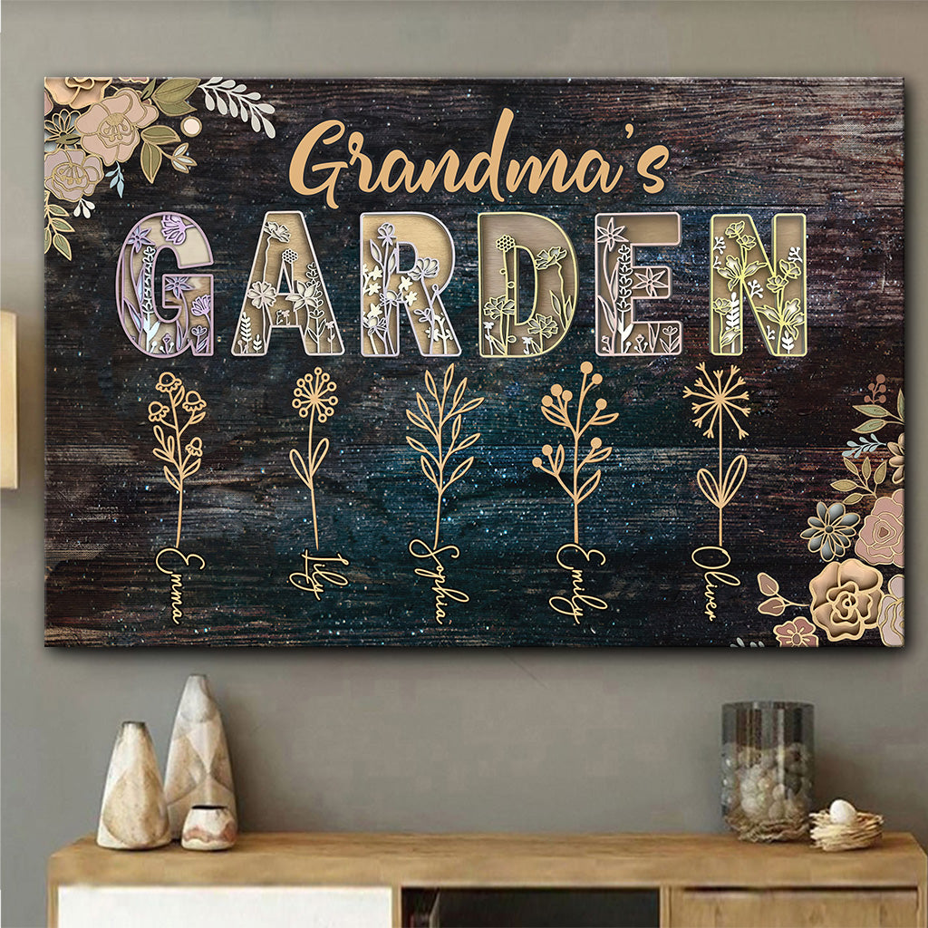 Omas Garten – Geschenk für Oma und Mama – Personalisierte Leinwand und Poster