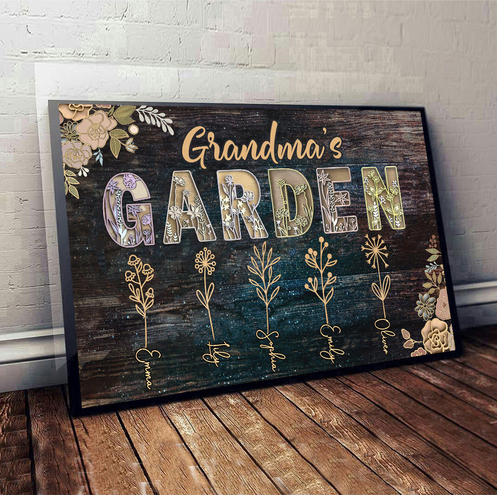 Omas Garten – Geschenk für Oma und Mama – Personalisierte Leinwand und Poster