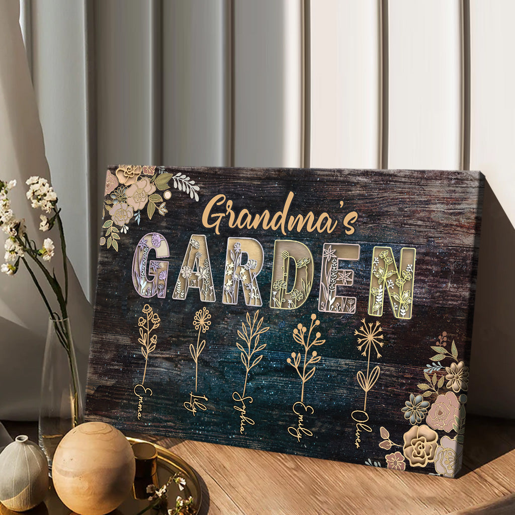 Omas Garten – Geschenk für Oma und Mama – Personalisierte Leinwand und Poster
