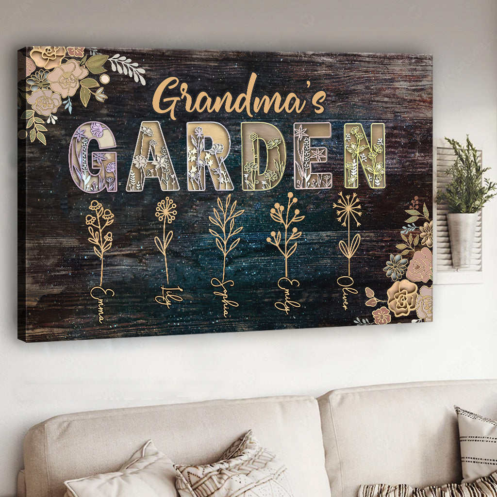 Omas Garten – Geschenk für Oma und Mama – Personalisierte Leinwand und Poster