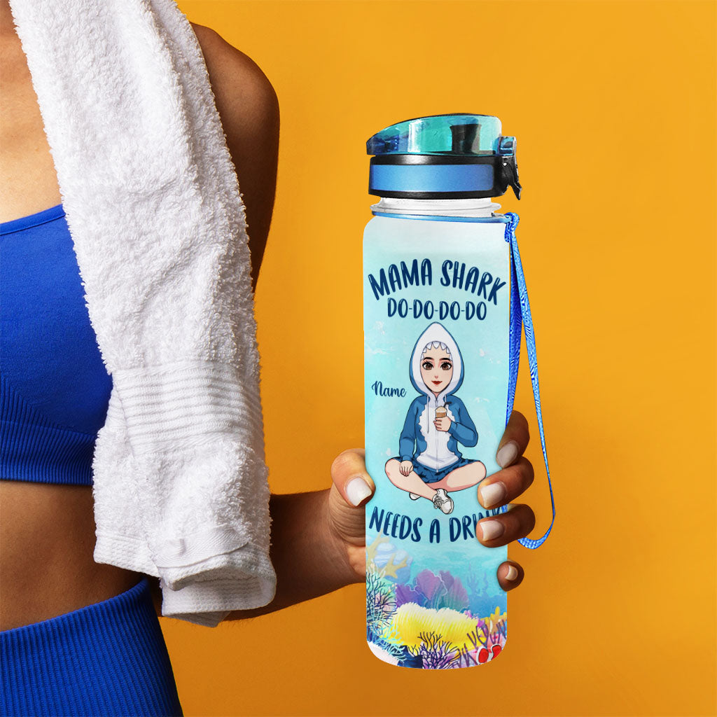 Mama Shark Need A Drink - Personalized Mother Water Tracker Bottle