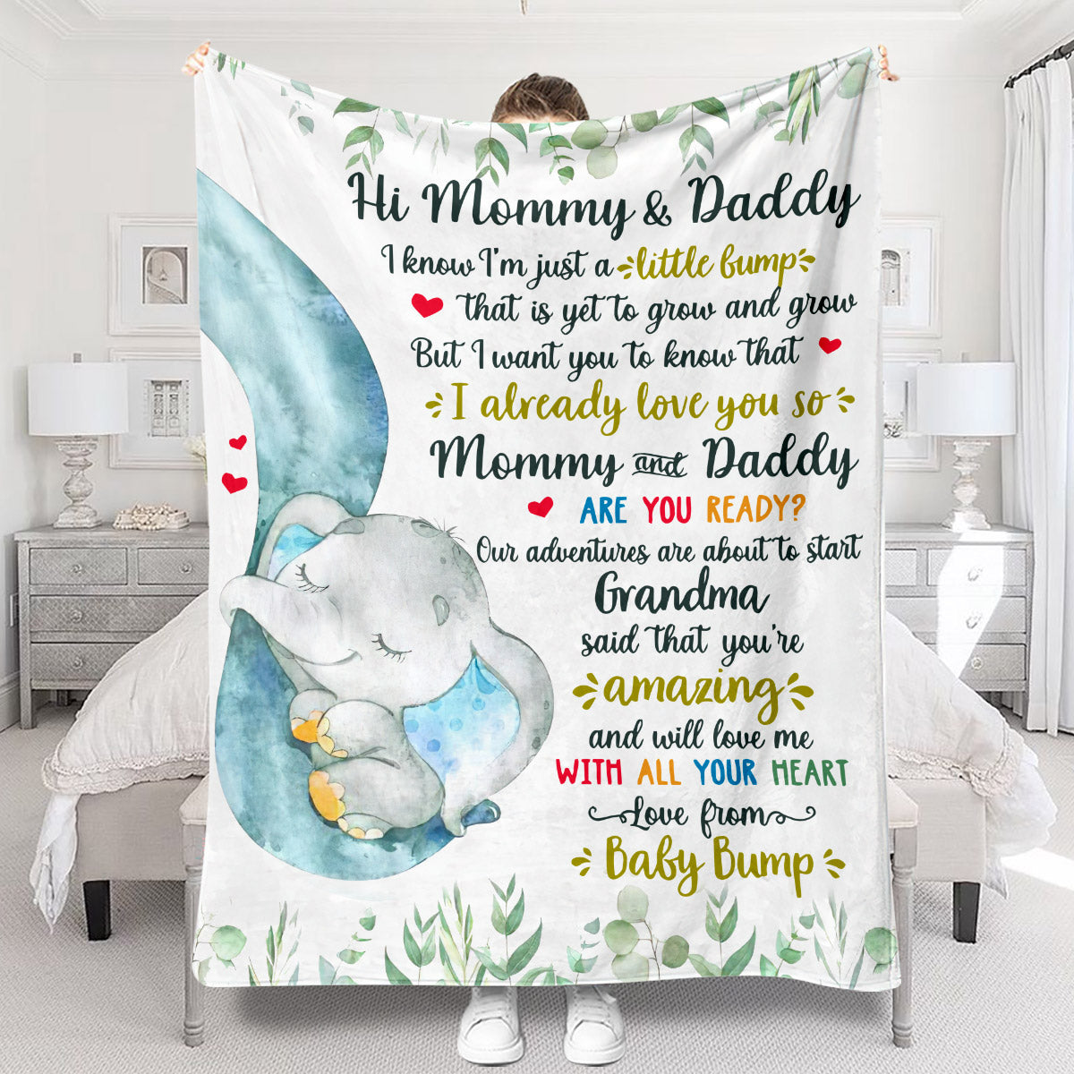 Liebe aus dem Babybauch – Personalisierte Muttertags-Decke für werdende Mütter