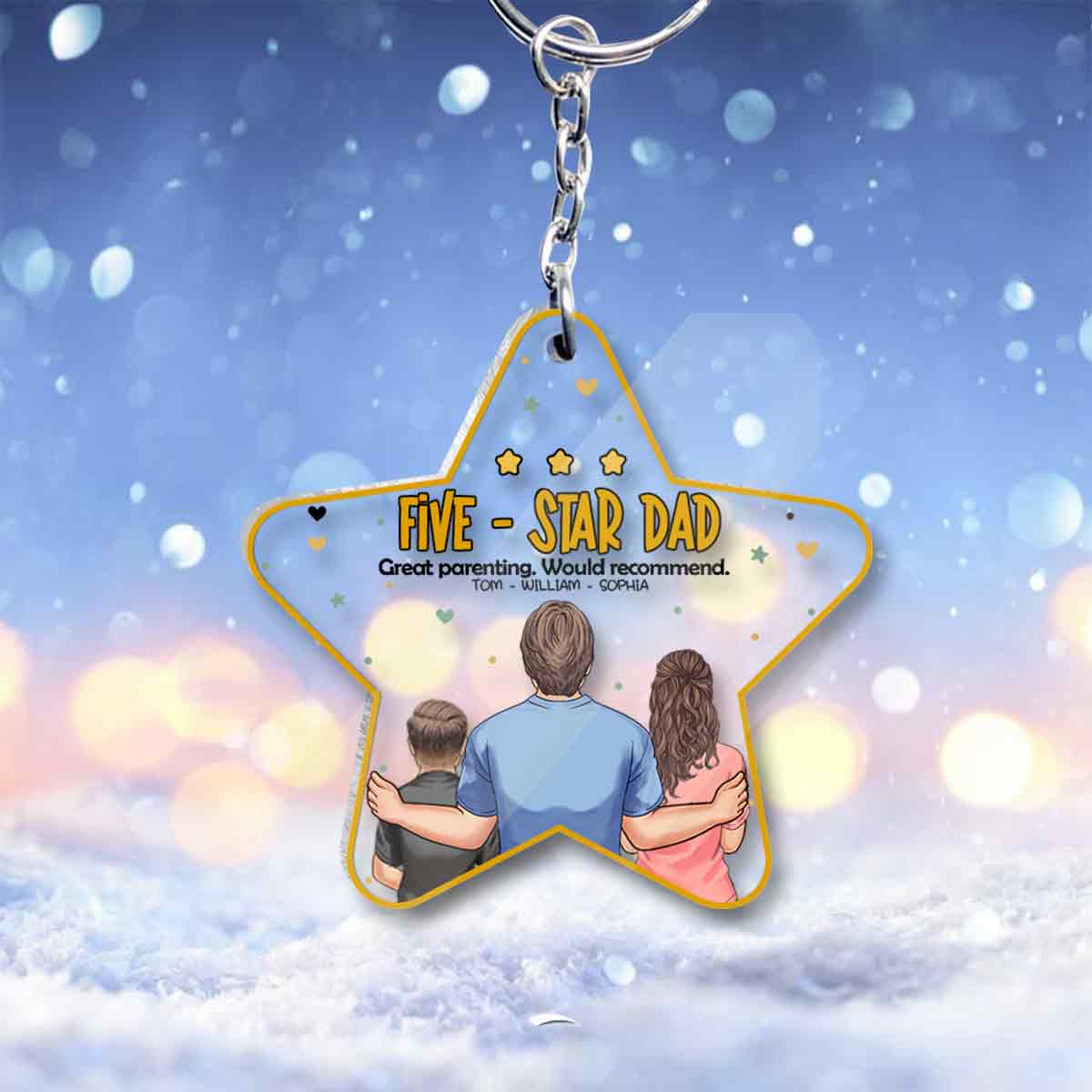 Five-Star Dad - Personalized Father Transparent Keychain