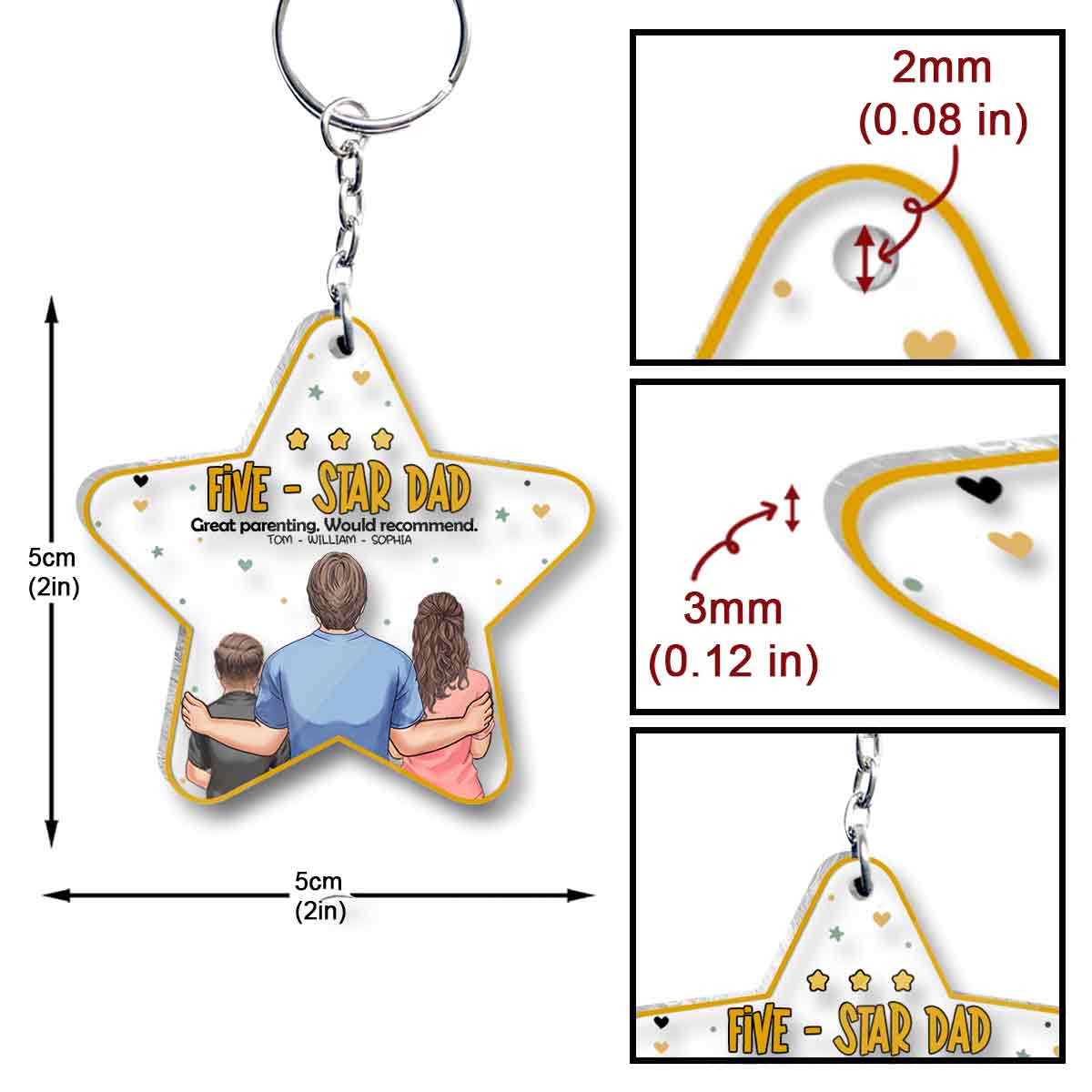 Five-Star Dad - Personalized Father Transparent Keychain