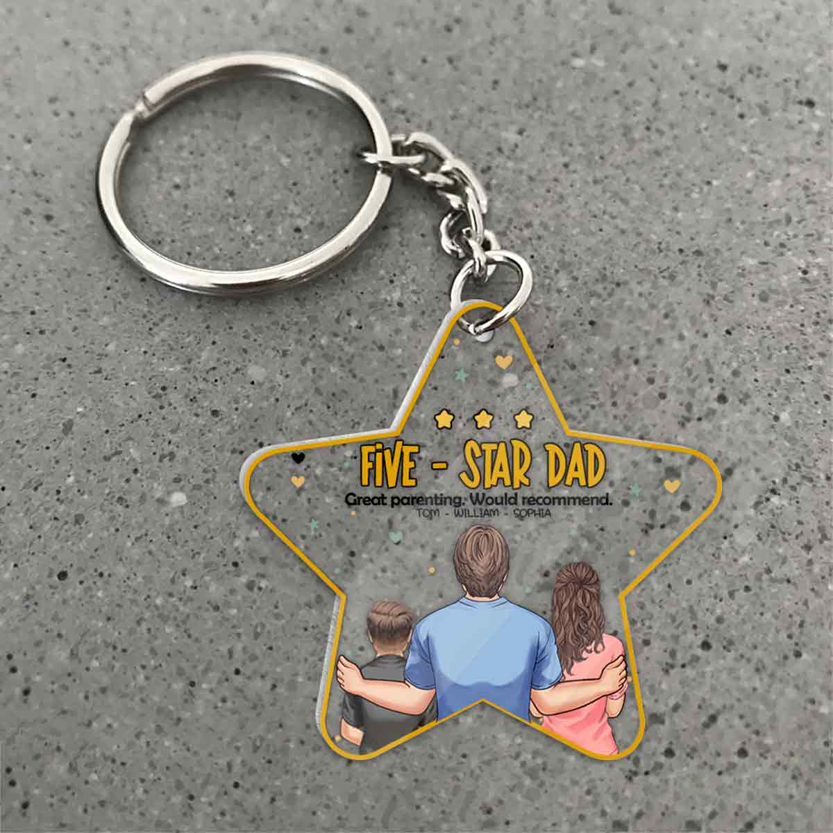 Five-Star Dad - Personalized Father Transparent Keychain