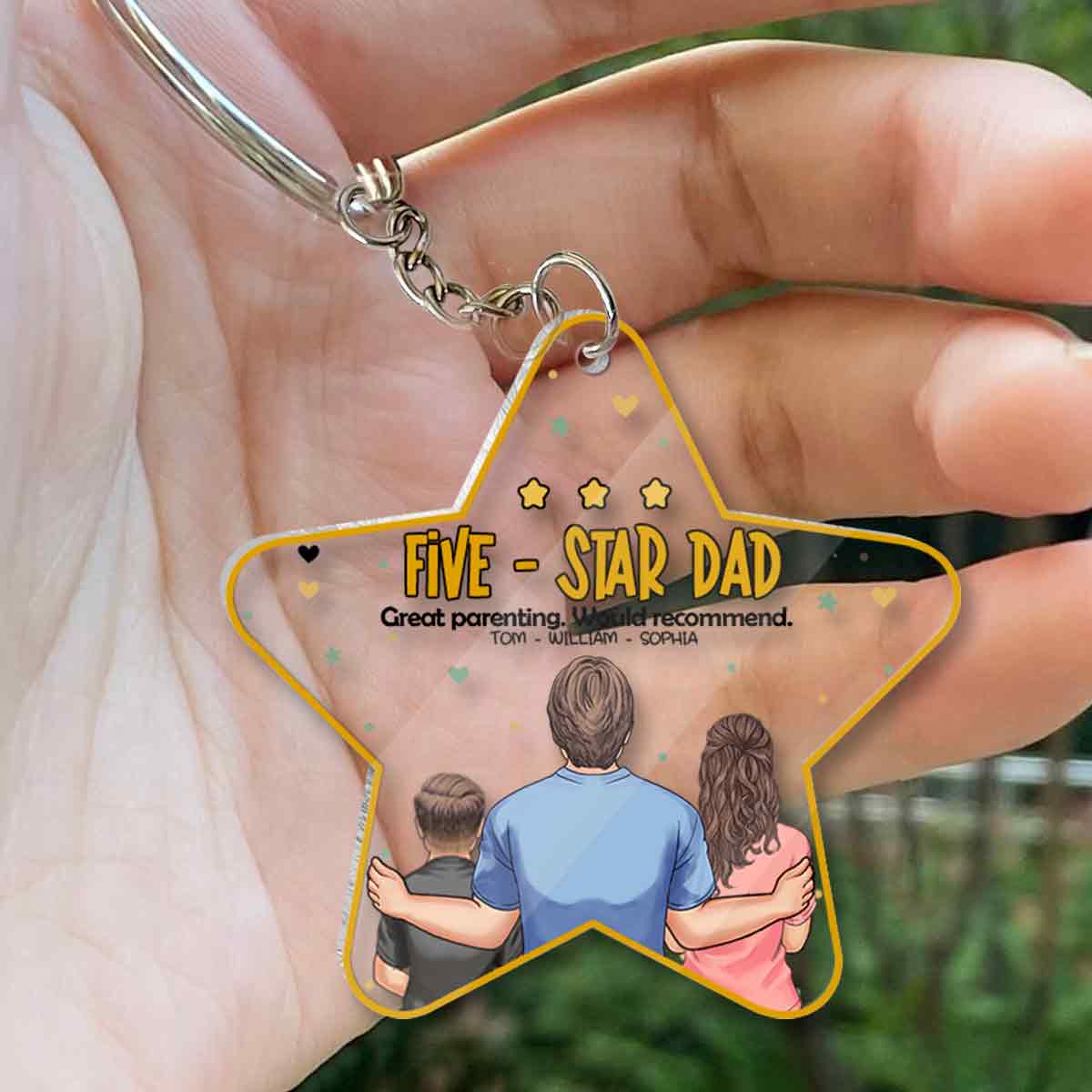 Five-Star Dad - Personalized Father Transparent Keychain