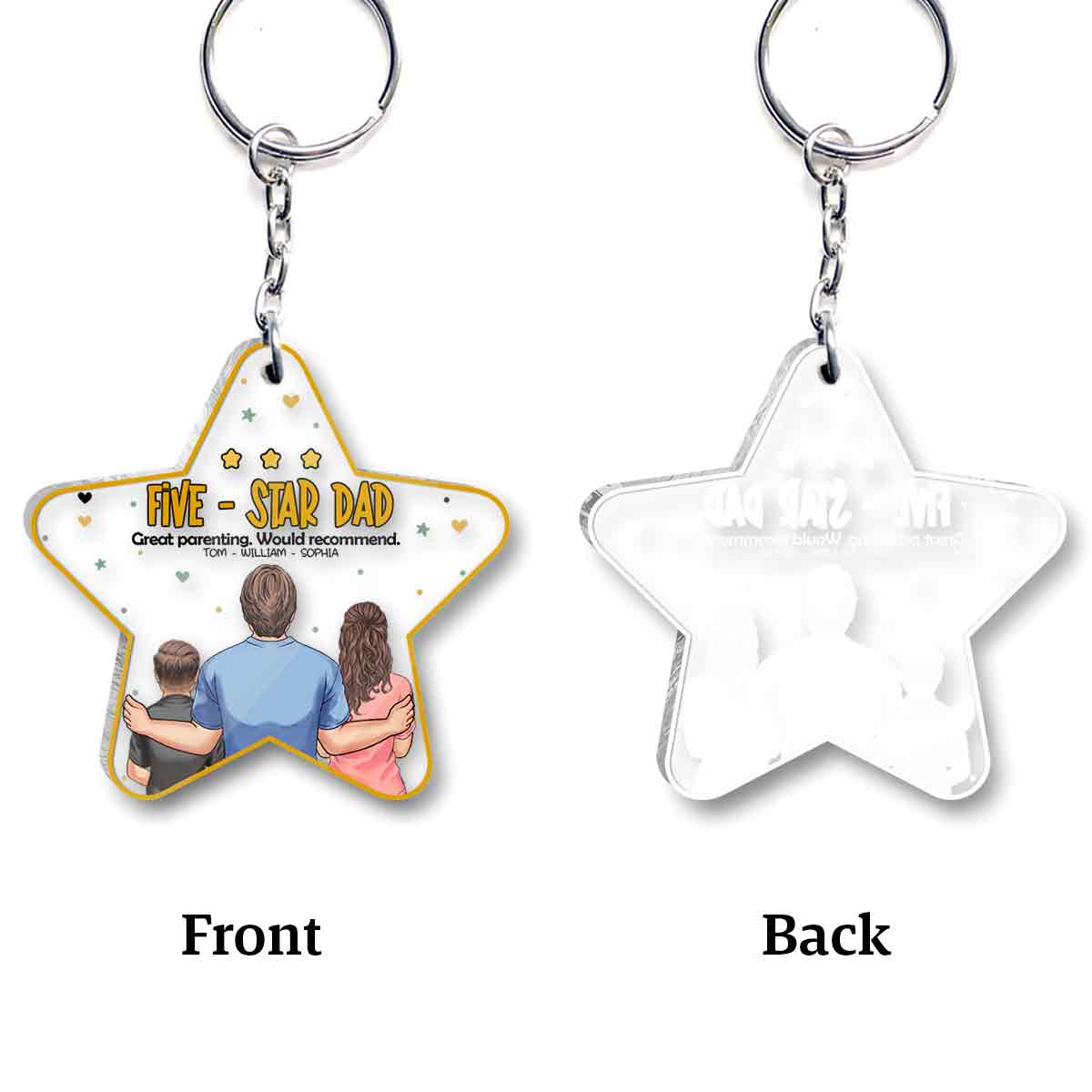 Five-Star Dad - Personalized Father Transparent Keychain