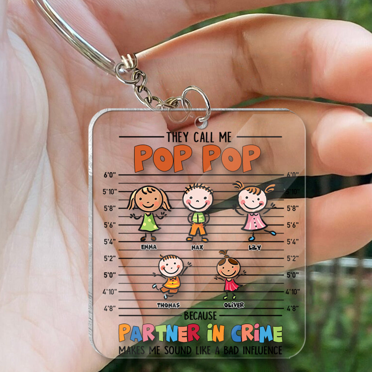 Partner In Crime - Gift for grandpa, grandma, mom, dad, uncle, aunt, brother, sister - Personalized Keychain