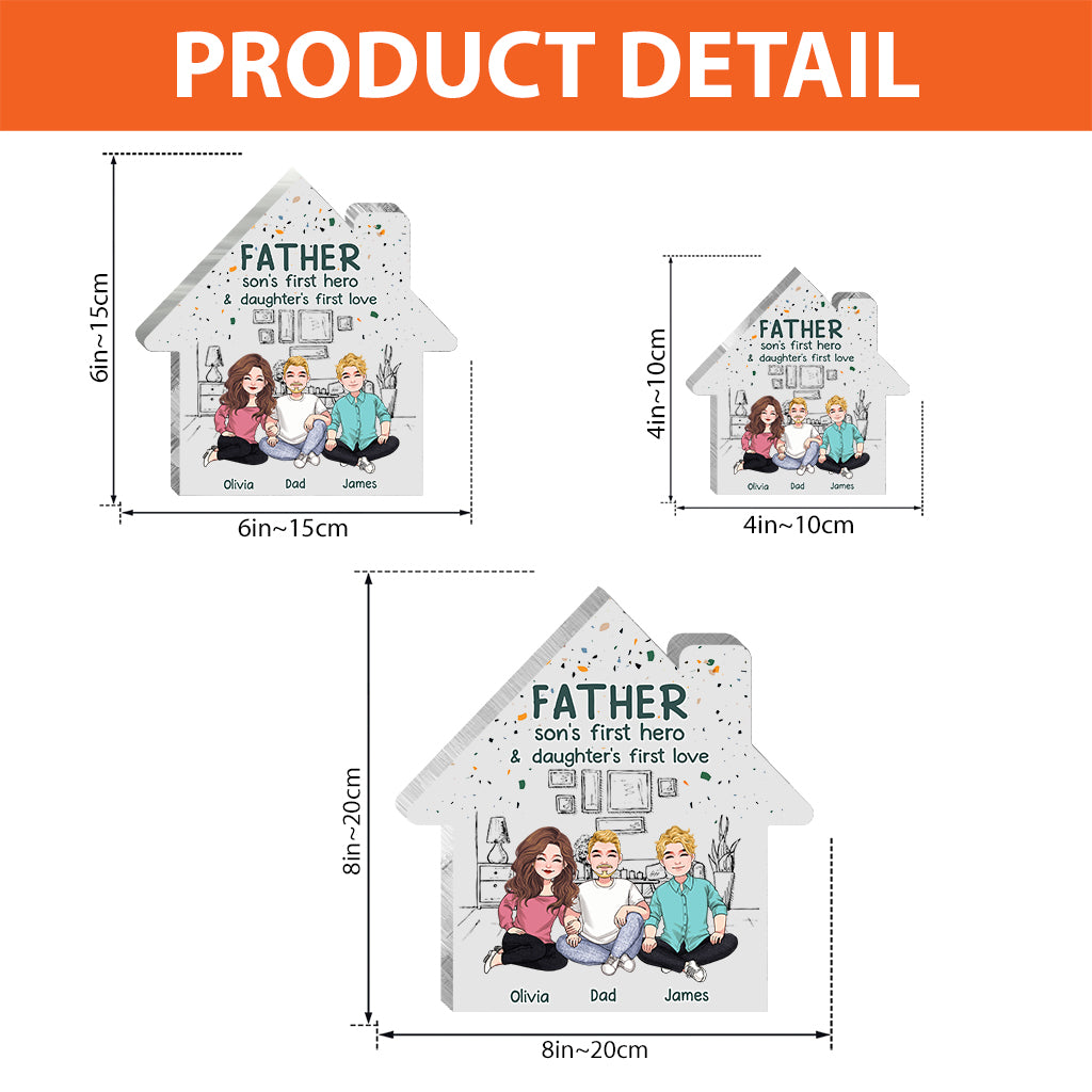 Der erste Held meines Sohnes – Personalisierte Acrylplakette in individueller Form zum Vatertag