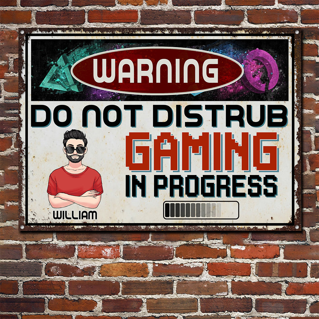 Gaming in Progress - Personalisiertes rechteckiges Metallschild für Videospiele