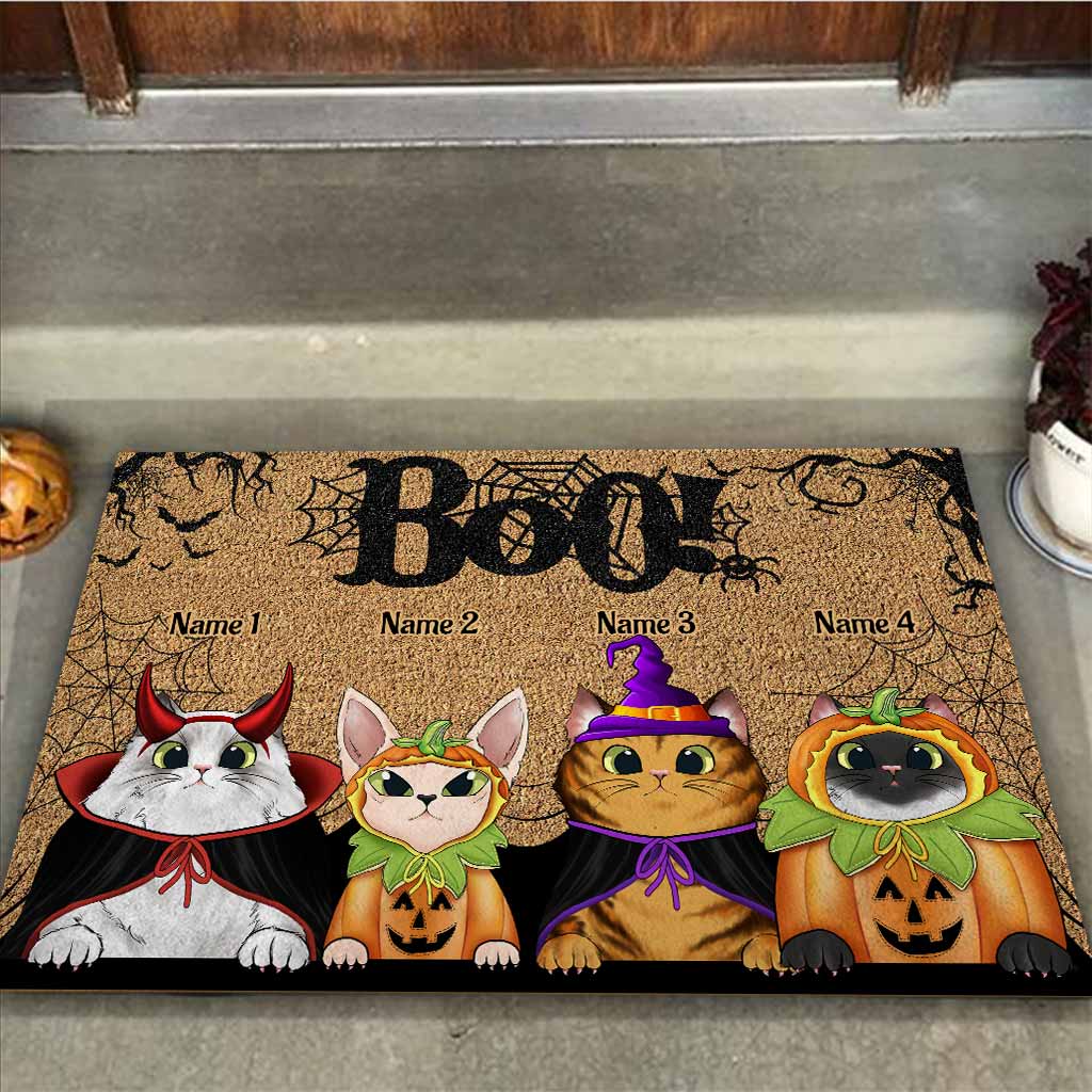 Boo Halloween – Personalisierte Katzen-Fußmatte