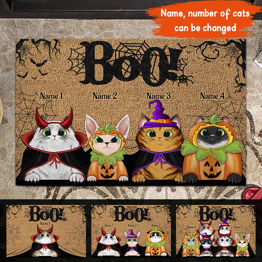 Boo Halloween – Personalisierte Katzen-Fußmatte