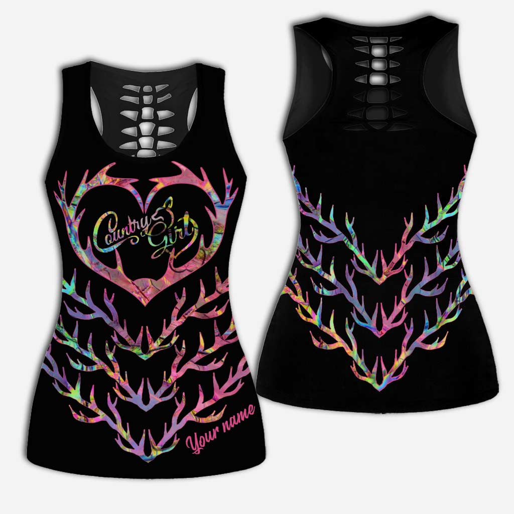 Country Girl - Personalized Hunting Hollow Tank Top and Leggings