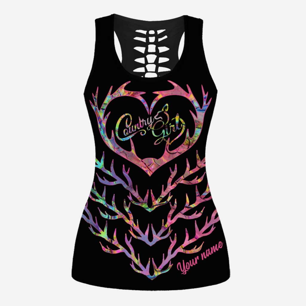 Country Girl - Personalized Hunting Hollow Tank Top and Leggings