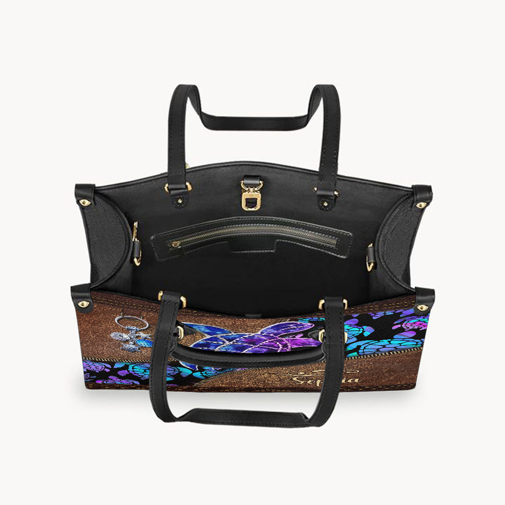 Salty Lil' Beach - Personalized Turtle Leather Handbag