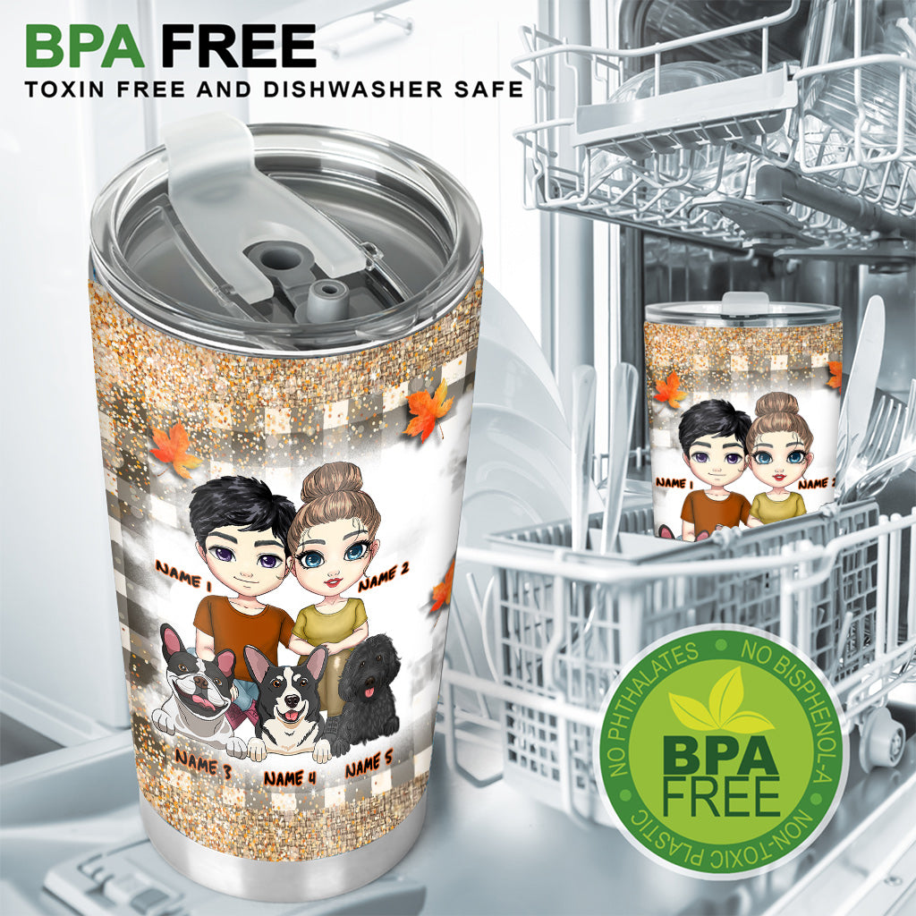 Du, ich und die Hunde – Personalisierter Herbst-Pärchenbecher