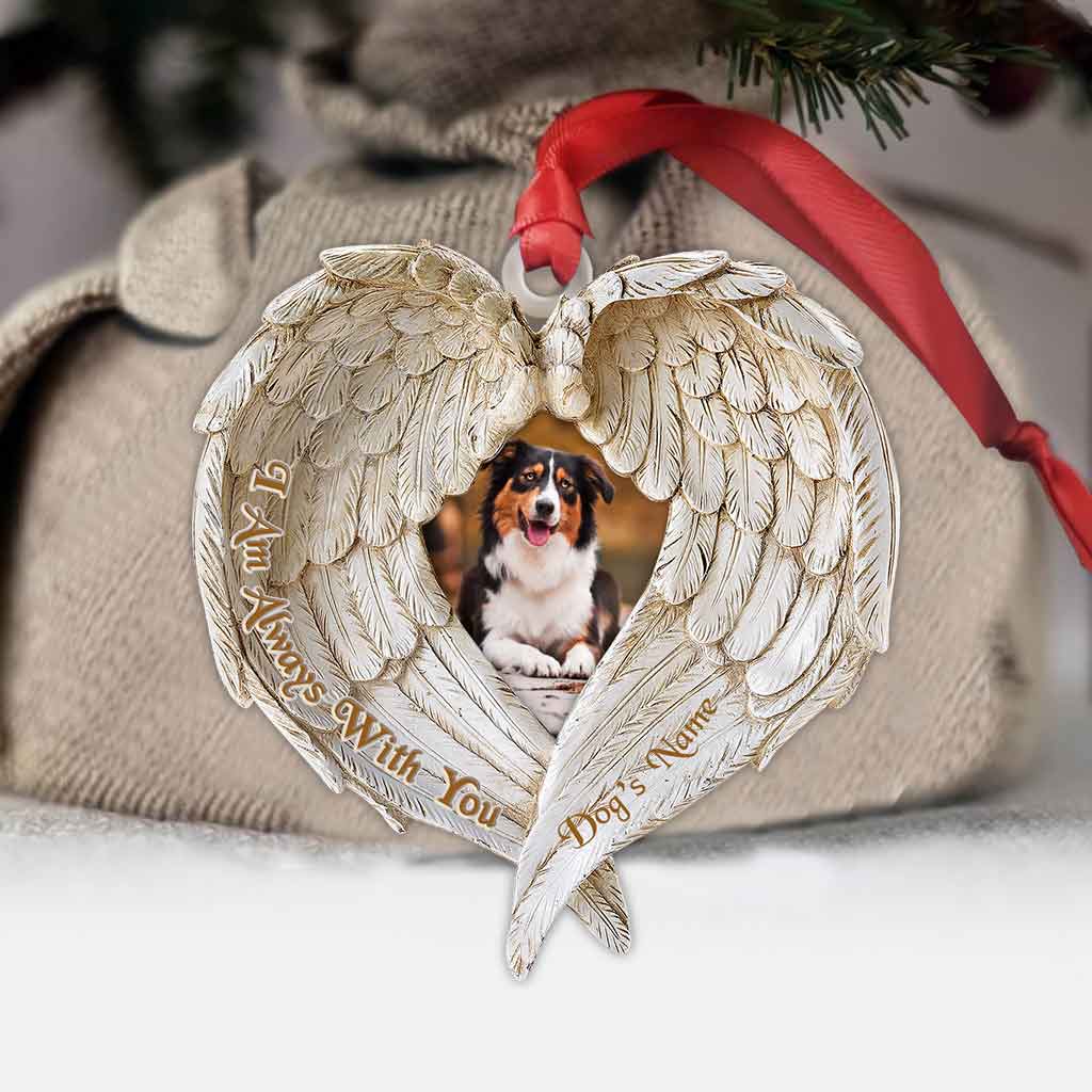 Ich bin immer bei dir – Personalisierter Weihnachtsschmuck in Hundeform (beidseitig bedruckt)