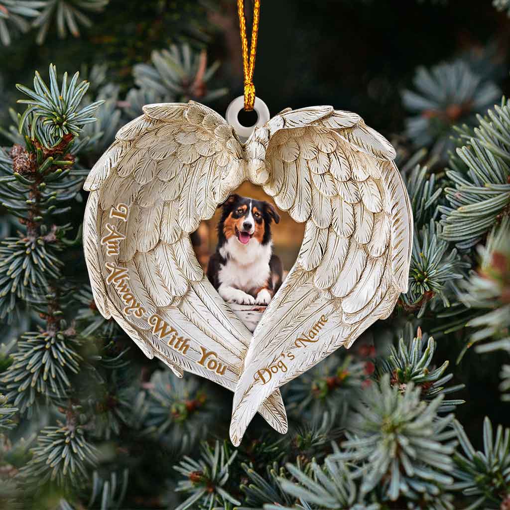 Ich bin immer bei dir – Personalisierter Weihnachtsschmuck in Hundeform (beidseitig bedruckt)
