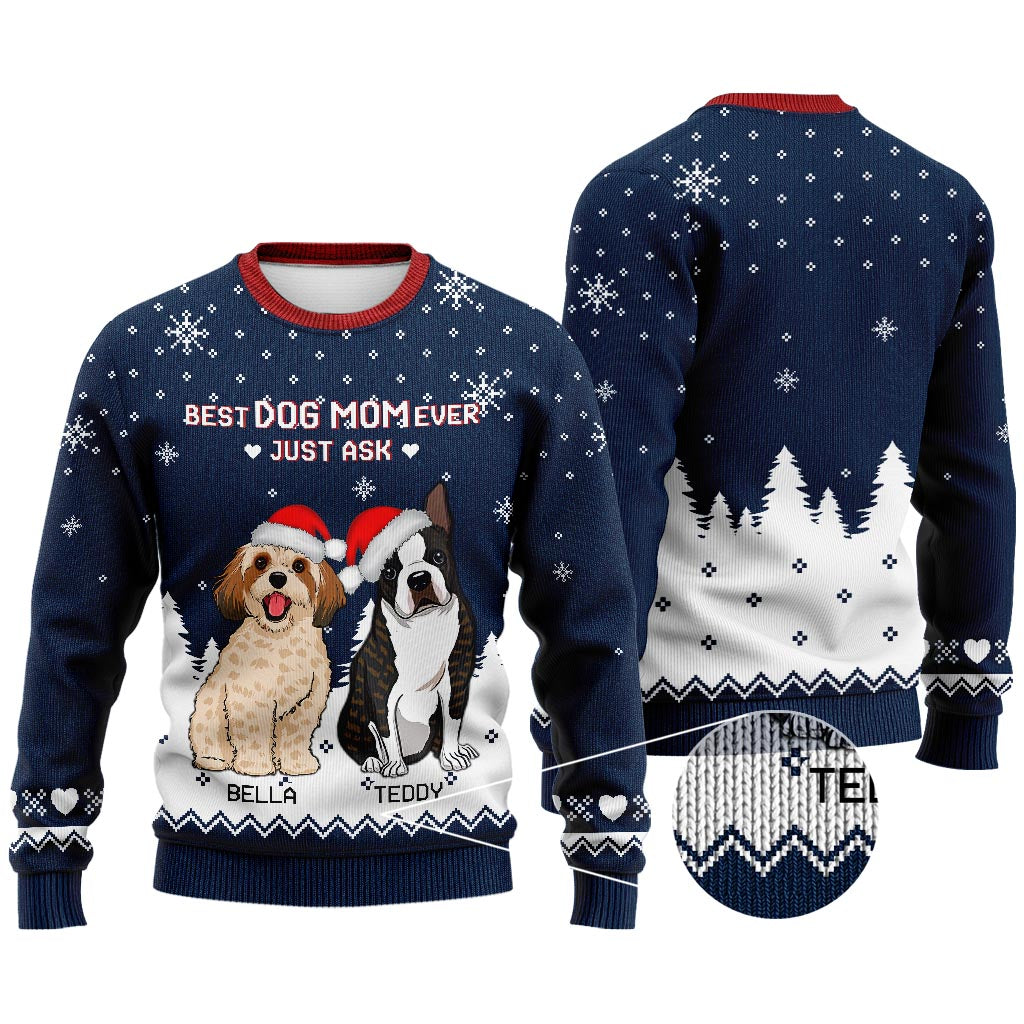 Die beste Hundemama aller Zeiten – einfach fragen! – Personalisierter Weihnachtspullover für Hunde