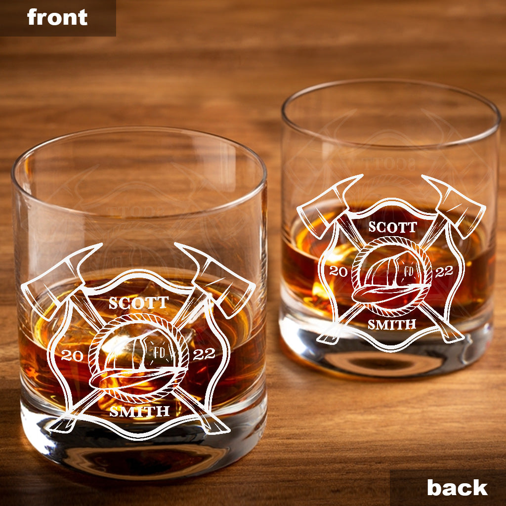 Firefighter Life - Personalized Firefighter Rock Glass