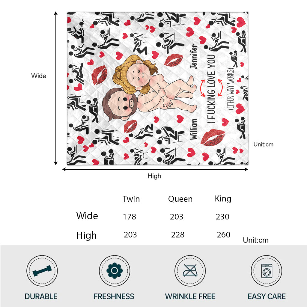 Ich liebe dich – Geschenk für Ehemann, Ehefrau, Freund, Freundin – Personalisierte Steppdecke