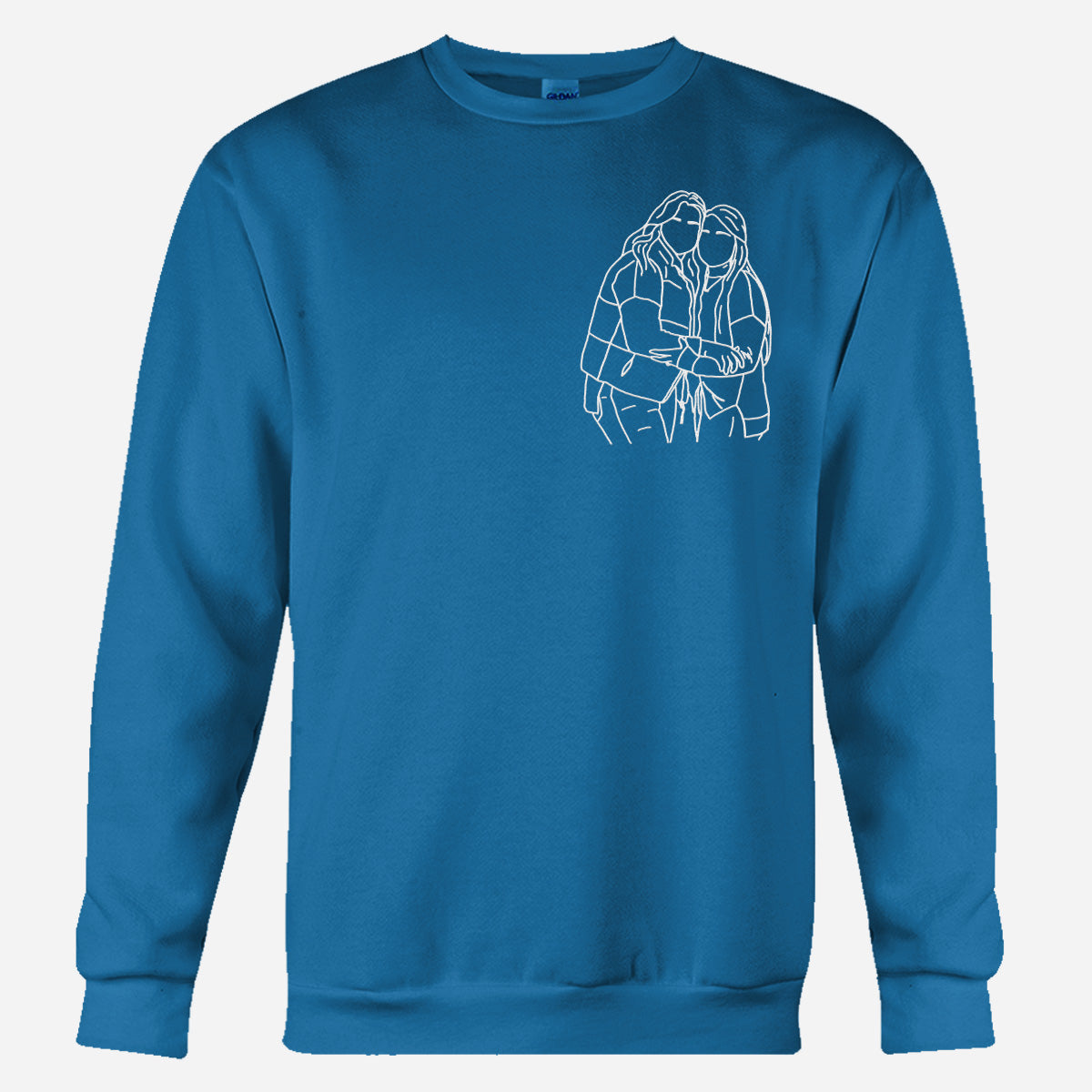 Individuelle Strichzeichnung – Personalisierter, bestickter Pullover für die beste Freundin