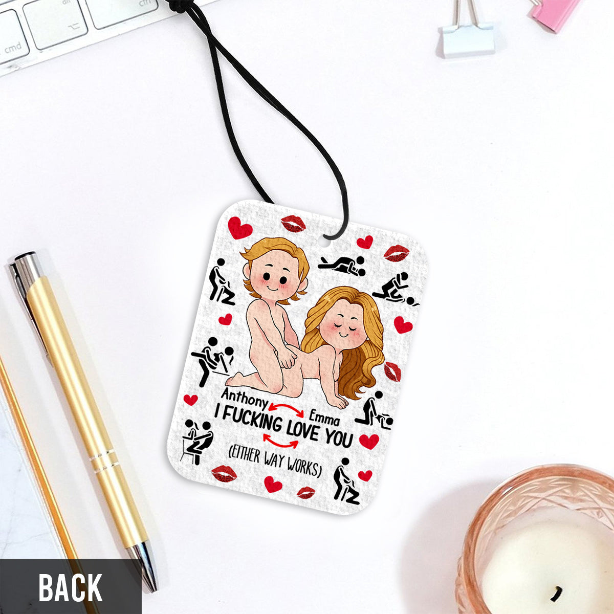 Ich liebe dich – Geschenk für Ehemann, Ehefrau, Freund, Freundin – Personalisierter rechteckiger Lufterfrischer