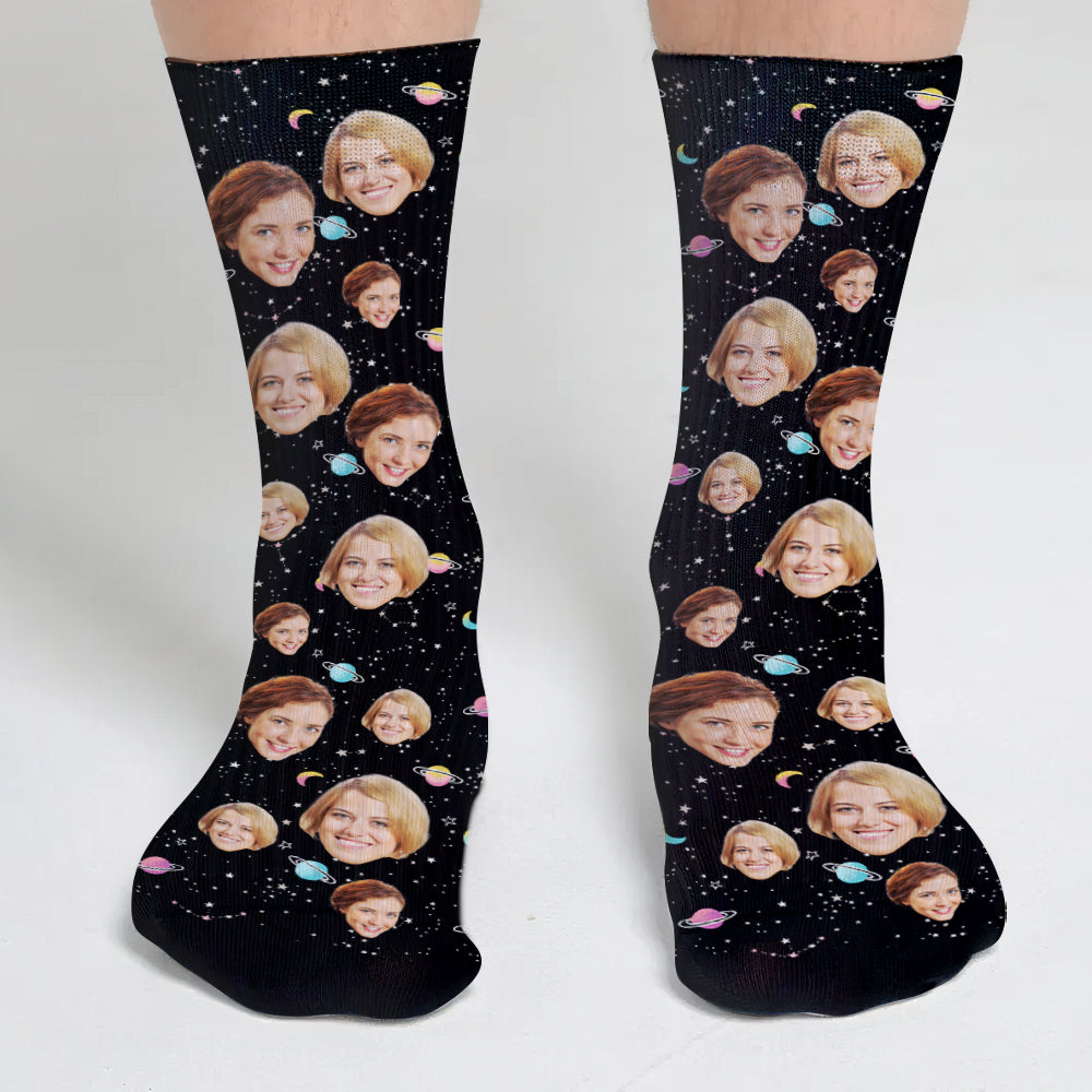 Custom Face Galaxy – Personalisierte Socken für beste Freundinnen