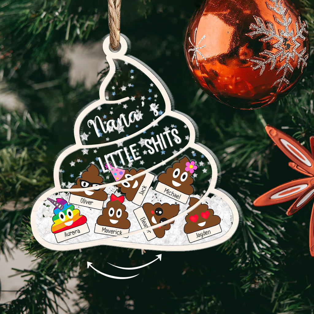 Nanas kleine Lieblinge – Geschenk für Oma, Mama, Papa, Opa – Personalisierter 3-lagiger Schüttel-Ornament