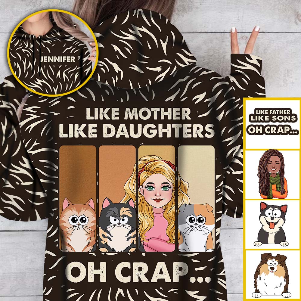 Like Mother Father Like Daughter Son Cats Dogs Pet Lover - Personalized Cat All Over Shirt