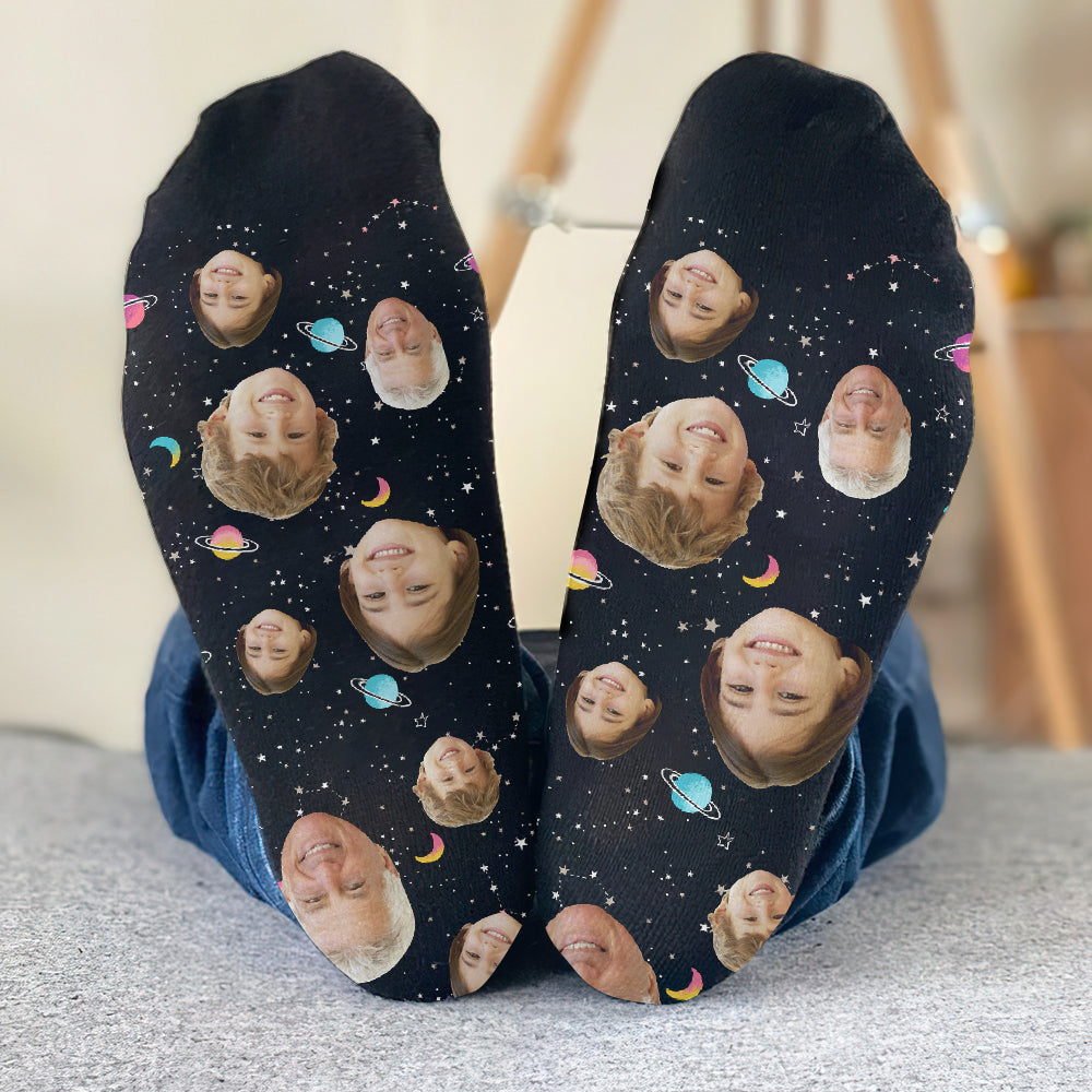Custom Face Galaxy – Personalisierte Opa-Socken