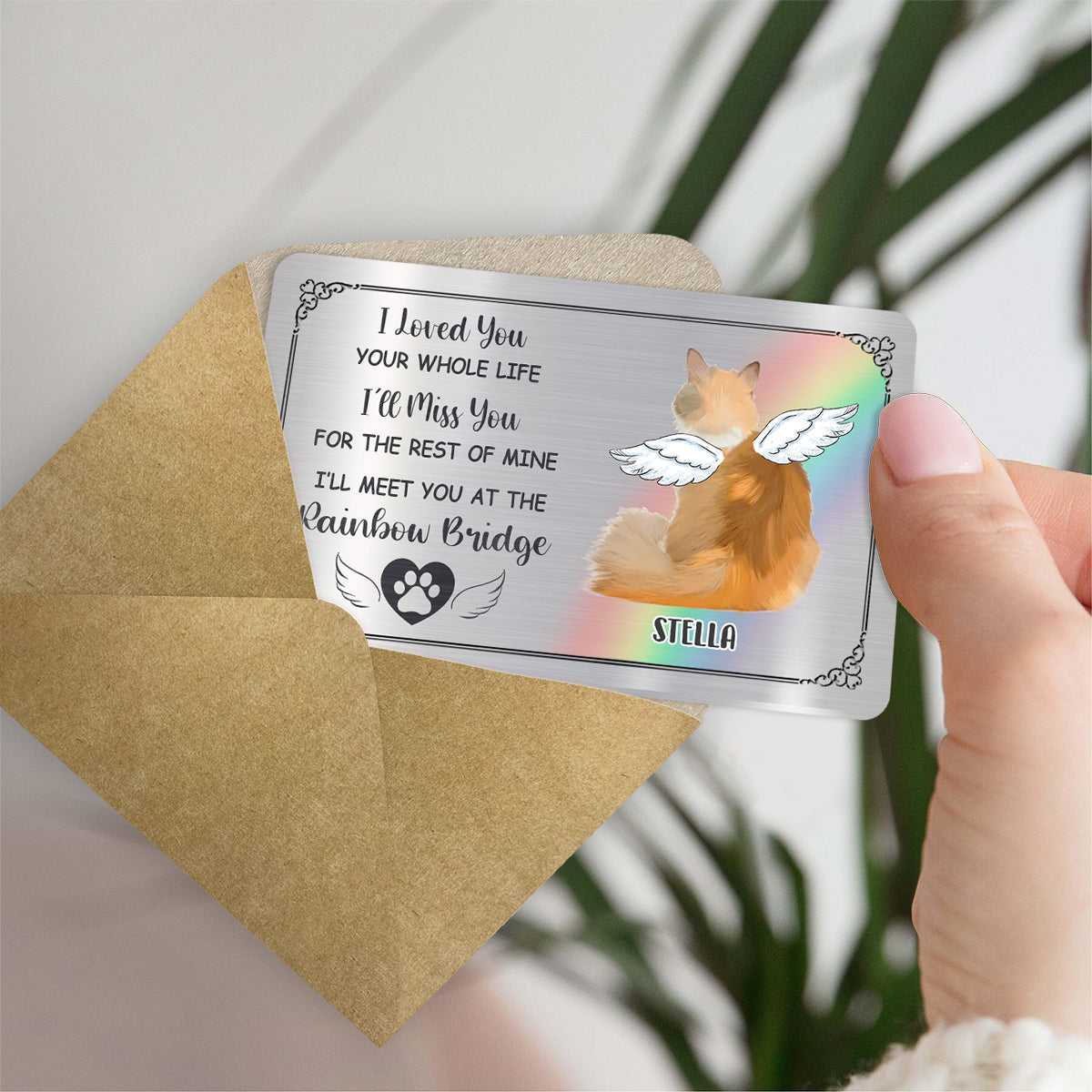 Wir sehen uns an der Regenbogenbrücke – Personalisierte Hunde-Geldbörsenkarte