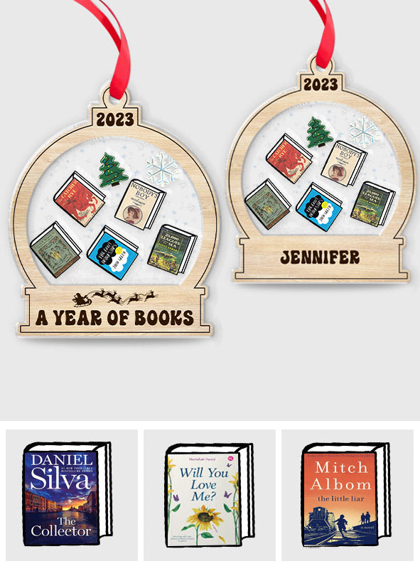 A Year Of Books - Personalized Book 3 Layered Shaker Ornament