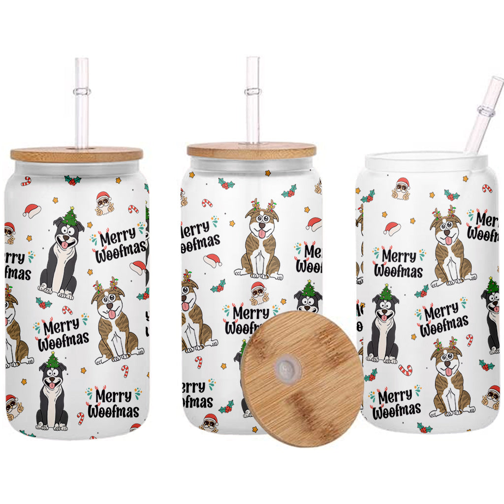 Funny Dogs Cats Merry Woofmas Meowy Catmas - Gift for dog lovers, cat lover - Personalized Can Glass