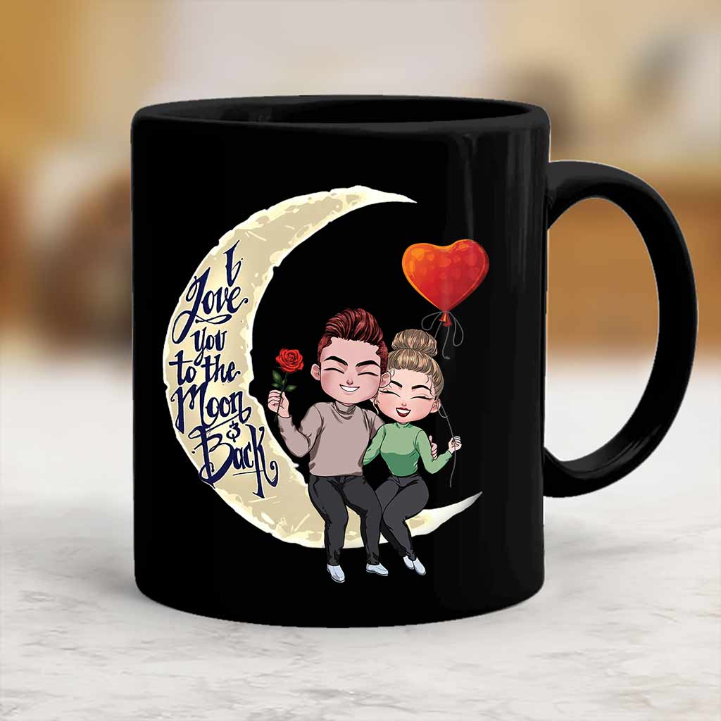 Ich liebe dich bis zum Mond und zurück – Personalisierte Tasse für Paare